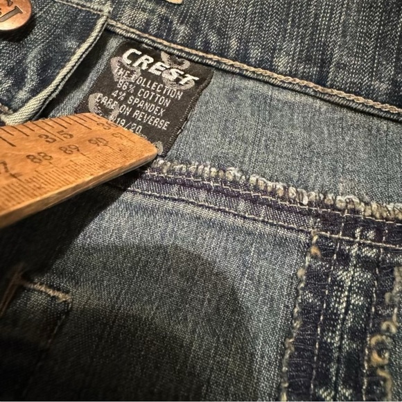 Crest Jeans Vintage Y2K 90s Western Flare Bootcut Embroidered Dirty Wash - Picture 5 of 10